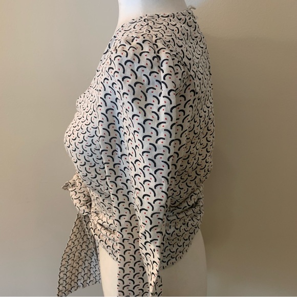 Billabong x Sincerely Jules Printed 100% Linen Long Sleeve Wrap Top Blouse - Picture 12 of 14